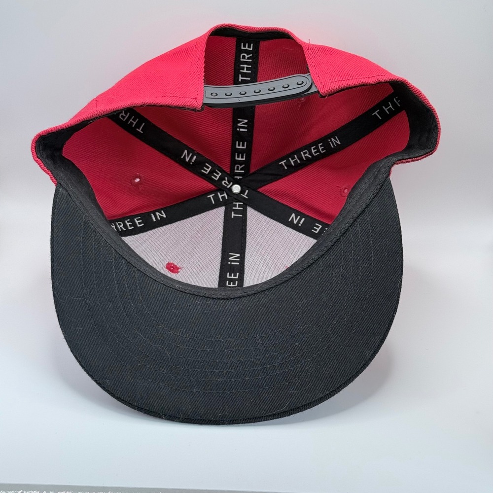 Three In Mortal Kombat Snapback Hat Red Black Flat Brim Dragon Graphic Cap - Picture 4 of 7